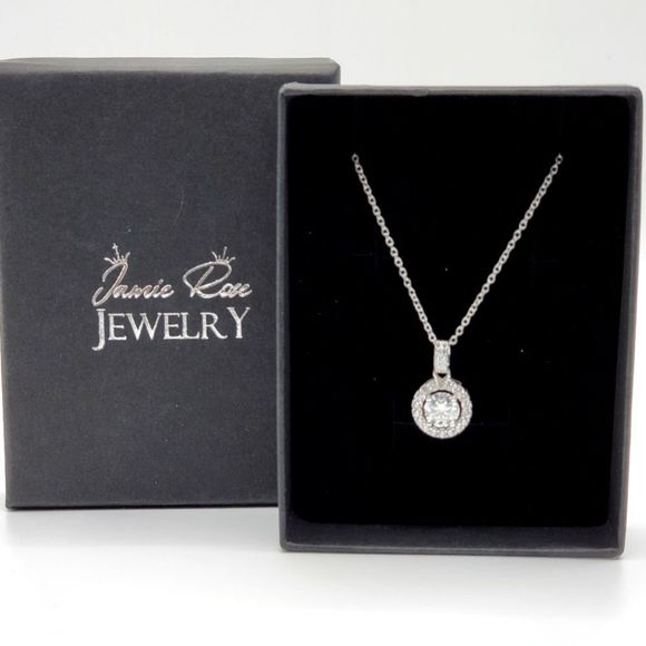 Jamie Rose Jewelry Jewelry - RESERVED 1.5 ct Moissanite 925 Sterling Silver Pendant and Chain Halo Necklace